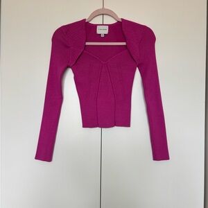 Pink Rose Fuchsia Ribbed Knit Top